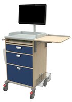 3 Schubladen, davon eine abschließbar, Müllbehälter, Utensilienkorb, Auszugsboden für Tastatur und Maus, Arbeitsplatte Kunststoff-Top