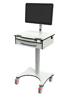 manuell höhenverstellbar mit All-in-One PC, Tastatur, Maus und Schublade