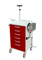 mit 6 Schubladen, Infusionsständer, Desinfektionsmittelspender, Handschuhboxhalter, Halter für Spritzenabwurf, Doppelsteckdose und Halter für Sauerstoffflasche 3-7 l<br />