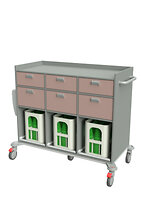 mit je 3 Besteckeinsätzen, Schubladen und Auszugsböden für Getränkekästen