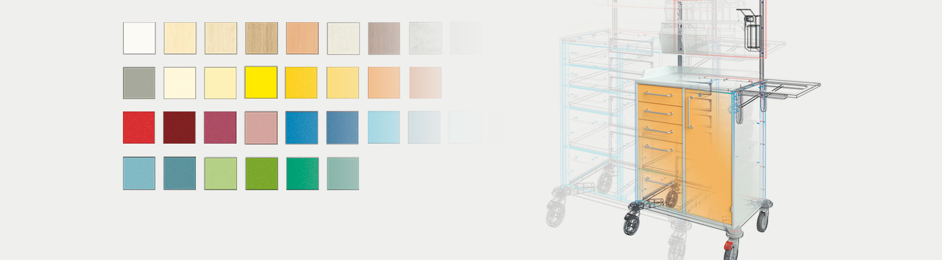 Header mit verschiedenfarbigen Formularen.