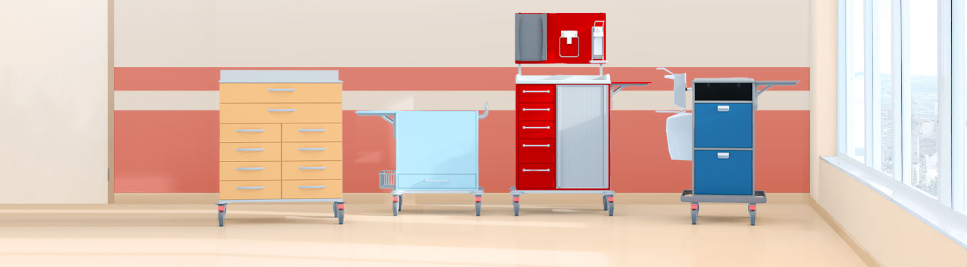 Header mit verschiedenfarbigen Formularen.