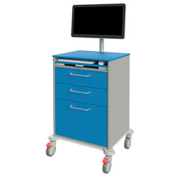 grosse Ansicht: IT-Pflegewagen 15912 mit AiO-PC, Tastatur-/Mausauszug, 2 kleine und 1 große Schublade