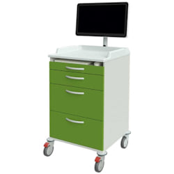 IT-Pflegewagen mit 3 Schubladen, Tastaturauszug, Arbeitsplatte aus ABS mit hohem Rand