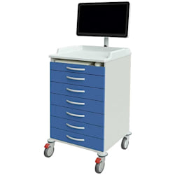 IT-Pflegewagenmit 6 Schubladen, Tastaturauszug, Arbeitsplatte aus ABS mit hohem Rand