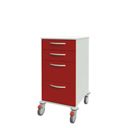 Pflegewagen mit 4 Schubladen 450 mm, rot