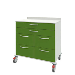 Pflegewagen mit 2 großen und 2 x 2 kleinen Schubladen 900 mm, grün