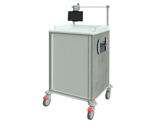 Wäschewagen K15779 mit Geräteschiene mit Tablethalterung, Jalousie, rechts Halterung für Wäschewagen