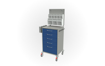 Pflegewagen mit hochgezogener Rückwand für Nahtmaterialboxen