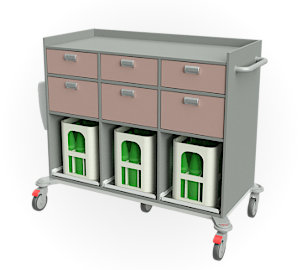 Servicewagen 15126, 3x Besteckschublade, 3x Schublade und 3x Auszugsboden für Getränkekisten, 120 cm breit