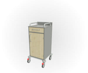 Wäschewagen mit Schublade, Zwischenboden und 2 Schiebegriffen